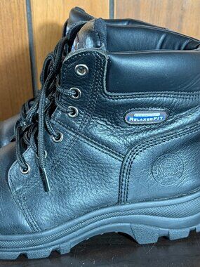Skechers Workshire Relaxed Fit Steel Toe Black Leather Women's Sz 9.5 - EUC